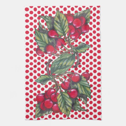  rode kerry Polka Dot Fruit Pattern Cute Theedoek (Verticaal)