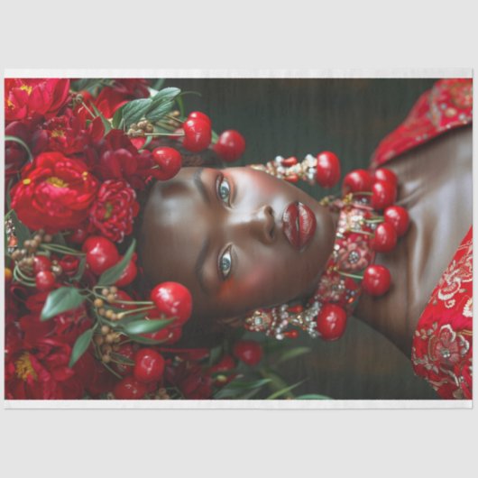 rode kers Afro-Amerikaanse decoupage Tissuepapier (Voorkant)