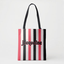 Rode kers en zwarte Cabana Stripe Luxe Tote Bag