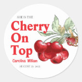Rode kers op het hoogste Baby shower Ronde Sticker (Voorkant)