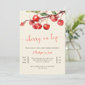 Rode kers op Top Baby Girl Douche Uitnodiging (Staand voorkant)