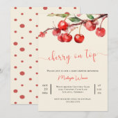 Rode kers op Top Baby Girl Douche Uitnodiging (Voorkant / Achterkant)