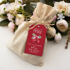 Rode kers op Top Coquette Roze Bow Baby shower Cadeaulabel