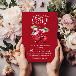 Rode kers op Top Coquette Roze Bow Baby shower Kaart