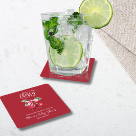 Rode kers op Top Coquette Roze Bow Baby shower Kartonnen Onderzetters