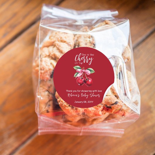 Rode kers op Top Coquette Roze Bow Baby shower Ronde Sticker