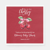 Rode kers op Top Coquette Roze Bow Baby shower Servet (Voorkant)