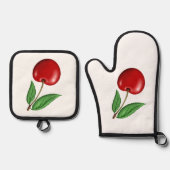 Rode Kers Ovenwant & Pannenlap Set (Voorkant)