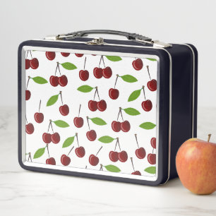 Rode kers, patroon van kersen, bladeren, fruit
