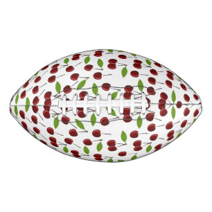Rode kers, patroon van kersen, bladeren, fruit american football