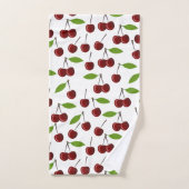 Rode kers, patroon van kersen, bladeren, fruit bad handdoek (Handdoek)