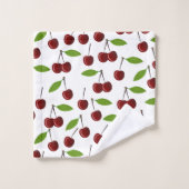 Rode kers, patroon van kersen, bladeren, fruit bad handdoek (Wasdoekje)