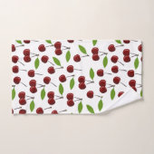 Rode kers, patroon van kersen, bladeren, fruit bad handdoek (Handdoek)