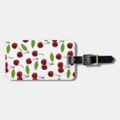 Rode kers, patroon van kersen, bladeren, fruit bagagelabel (Voorkant horizontaal)