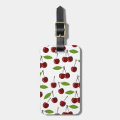 Rode kers, patroon van kersen, bladeren, fruit bagagelabel (Voorkant verticaal)