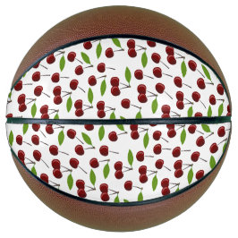 Rode kers, patroon van kersen, bladeren, fruit basketbal