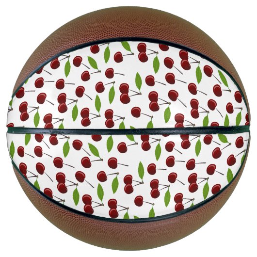 Rode kers, patroon van kersen, bladeren, fruit basketbal (Voorkant)