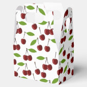 Rode kers, patroon van kersen, bladeren, fruit bedankdoosjes (Geopend)