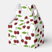 Rode kers, patroon van kersen, bladeren, fruit bedankdoosjes (Voorkant Zijde)