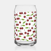 Rode kers, patroon van kersen, bladeren, fruit blikvorm glas (Voorkant)