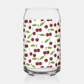 Rode kers, patroon van kersen, bladeren, fruit blikvorm glas (Achterkant)