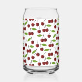 Rode kers, patroon van kersen, bladeren, fruit blikvorm glas (Links)
