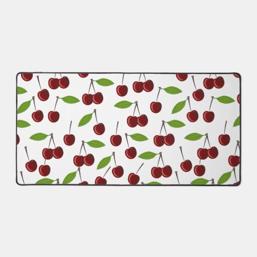 Rode kers, patroon van kersen, bladeren, fruit bureaumat (Voorkant)