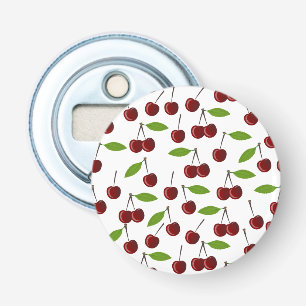 Rode kers, patroon van kersen, bladeren, fruit button flesopener