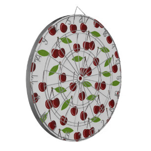 Rode kers, patroon van kersen, bladeren, fruit dartbord