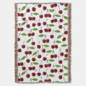 Rode kers, patroon van kersen, bladeren, fruit deken (Voorkant Verticaal)