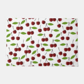 Rode kers, patroon van kersen, bladeren, fruit deurmat (Voorkant)