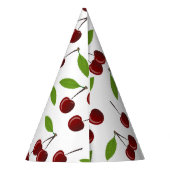Rode kers, patroon van kersen, bladeren, fruit feesthoedjes (Achterkant)