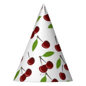 Rode kers, patroon van kersen, bladeren, fruit feesthoedjes (Links)