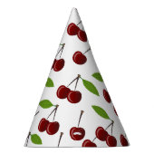 Rode kers, patroon van kersen, bladeren, fruit feesthoedjes (Rechts)