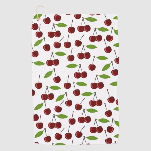 Rode kers, patroon van kersen, bladeren, fruit golfhanddoek (Voorkant)