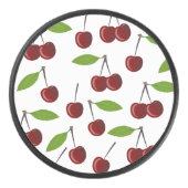 Rode kers, patroon van kersen, bladeren, fruit hockey puck (Voorkant)