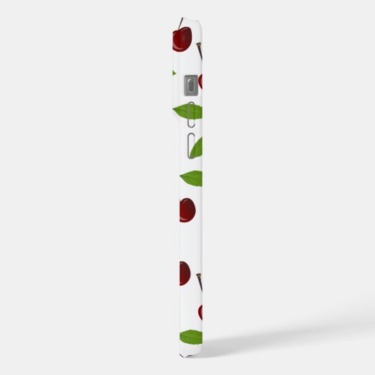 Rode kers, patroon van kersen, bladeren, fruit iPhone hoesje (Linkerkant)