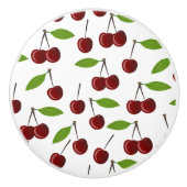 Rode kers, patroon van kersen, bladeren, fruit keramische knop (Voorkant)
