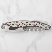 Rode kers, patroon van kersen, bladeren, fruit kurkentrekker (Voorkant)