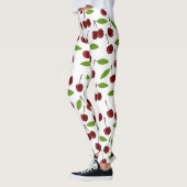 Rode kers, patroon van kersen, bladeren, fruit leggings (Links)
