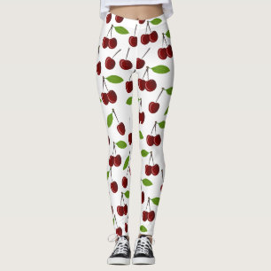 Rode kers, patroon van kersen, bladeren, fruit leggings