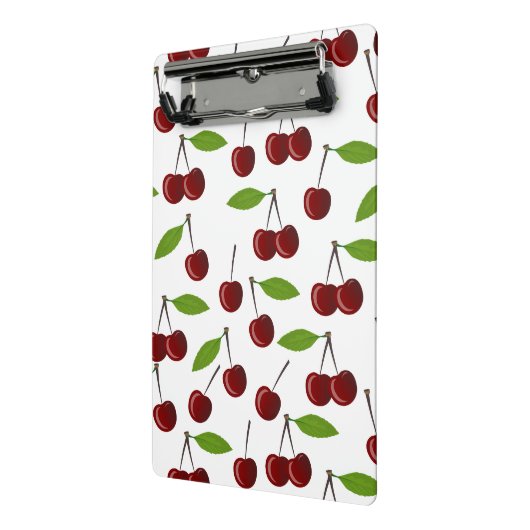 Rode kers, patroon van kersen, bladeren, fruit mini klembord (Angled2)