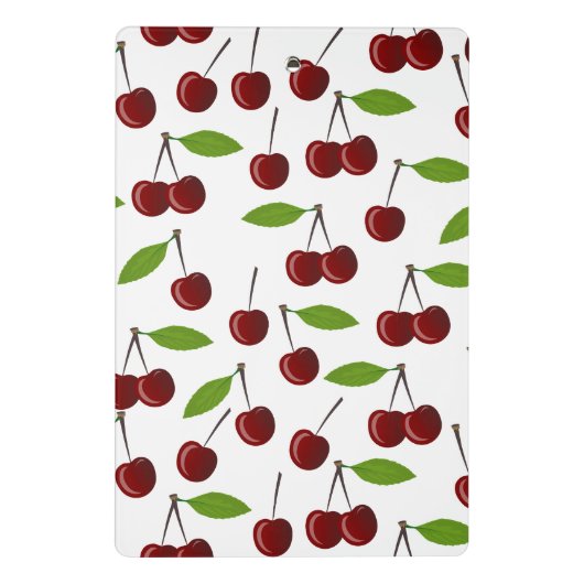 Rode kers, patroon van kersen, bladeren, fruit mini klembord (Achterkant)