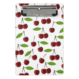 Rode kers, patroon van kersen, bladeren, fruit mini klembord