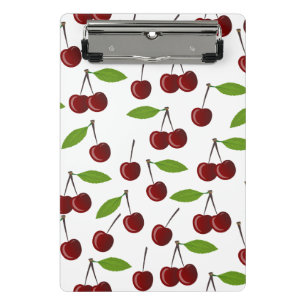 Rode kers, patroon van kersen, bladeren, fruit mini klembord