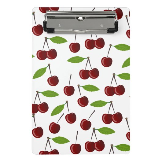 Rode kers, patroon van kersen, bladeren, fruit mini klembord (Voorkant)