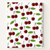 Rode kers, patroon van kersen, bladeren, fruit notitieboek (Achterkant)