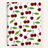 Rode kers, patroon van kersen, bladeren, fruit notitieboek (Voorkant)