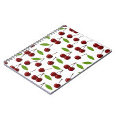 Rode kers, patroon van kersen, bladeren, fruit notitieboek (Linkerzijde)
