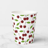 Rode kers, patroon van kersen, bladeren, fruit papieren bekers (Achterkant)